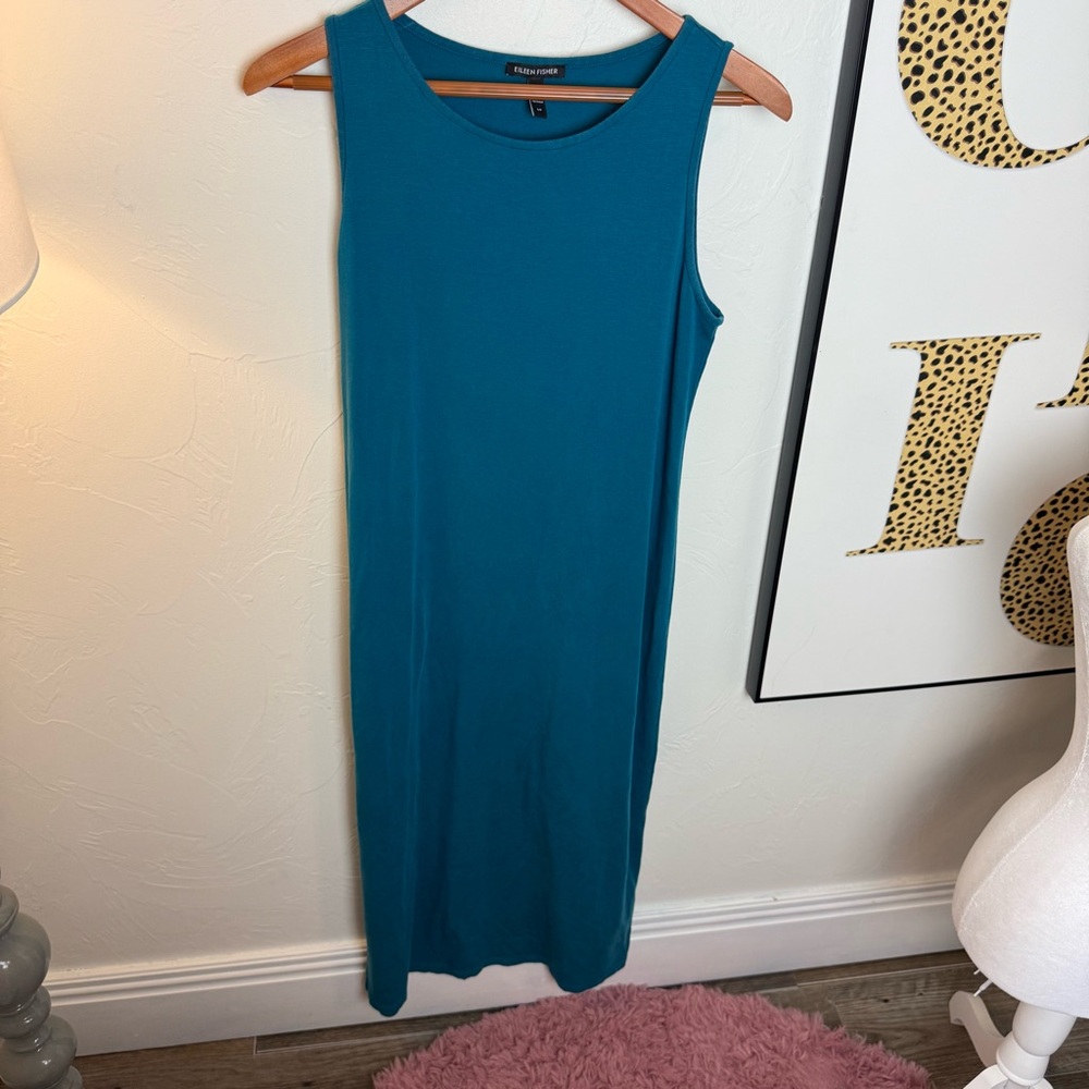 NWOT Eileen Fisher Teal Midi Tank Dress - Size S/P